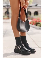 Lakované Kotníkové Boty Se Ponožkou A Přezkou Nazouvací Černé Lakované Kotníkové Boty Se Ponožkou A Přezkou Nazouvací Černé