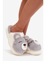 Dámské chlupaté papuče s motivem medvídka – šedé Galine Dámské chlupaté papuče s motivem medvídka – šedé Galine
