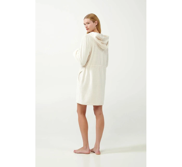 Dámský fleecový župan na zip 21360 Ecru - Vamp Dámský fleecový župan na zip 21360 Ecru - Vamp