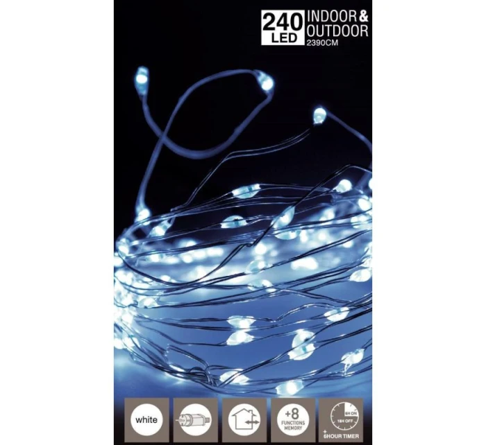 DRÁTĚNÉ SVĚTLO GIRLANDA 240 VEDLO STUDENÁ BÍLÁ