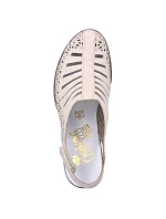 Kožené sandály na podpatku Rieker W RKR49B beige Kožené sandály na podpatku Rieker W RKR49B beige