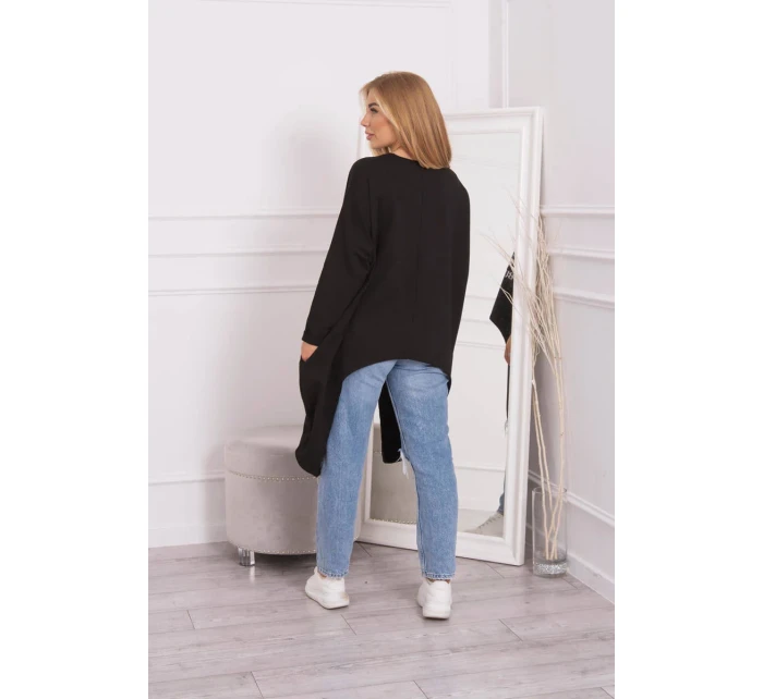 Oversize halenka s potiskem černá Oversize halenka s potiskem černá