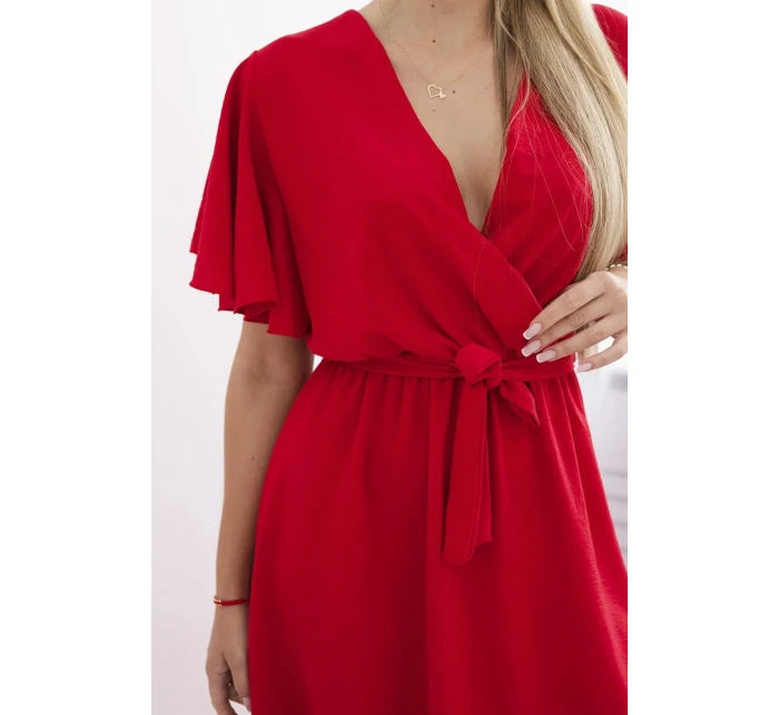 Šaty s vrstveným výstřihem červený