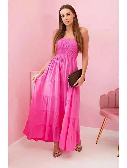 Dámské viskózové šaty s elastickým topem růžový