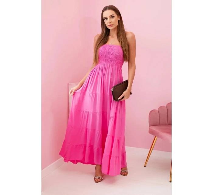 Dámské viskózové šaty s elastickým topem růžový Dámské viskózové šaty s elastickým topem růžový
