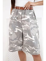 Dámské letní kraťasy s páskem a model 22205865 vzorem béžové - K-Fashion Dámské letní kraťasy s páskem a model 22205865 vzorem béžové - K-Fashion