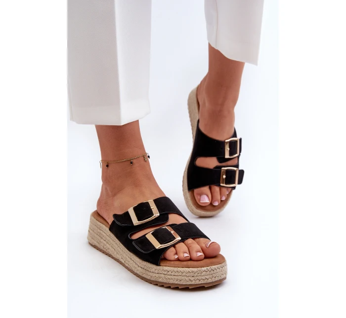 Dámské sandály s pletením z ekokože černé Zaloemi Dámské sandály s pletením z ekokože černé Zaloemi