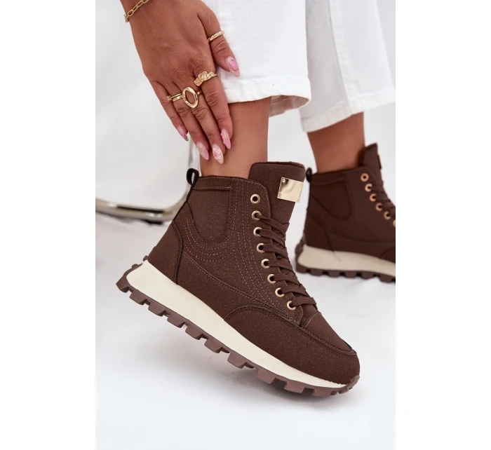 Zateplené dámské trapery na platformě hnědé model 21712197 - Boto