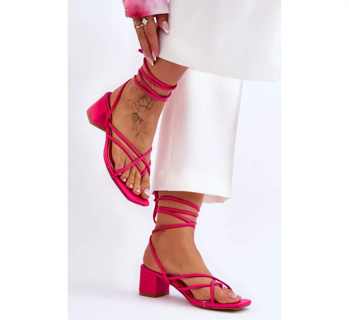 Vázané Sandály S Vysokými Podpatky Růžový Secret Love Vázané Sandály S Vysokými Podpatky Růžový Secret Love