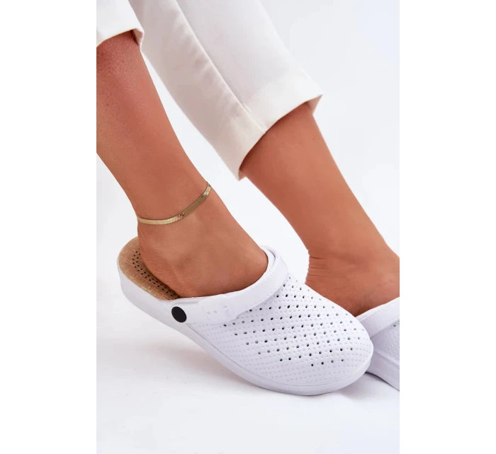 Dámské pěnové pantofle typu clogs Faylina – bílé