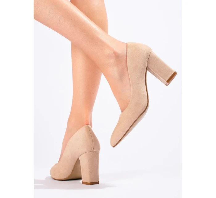 Módní  lodičky hnědé dámské na širokém podpatku