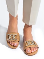 Zajímavé hnědé nazouváky dámské bez podpatku Zajímavé hnědé nazouváky dámské bez podpatku