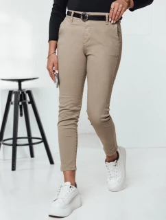 TRENDIOSS dámské kalhoty s páskem béžové FashionStreet UY2264