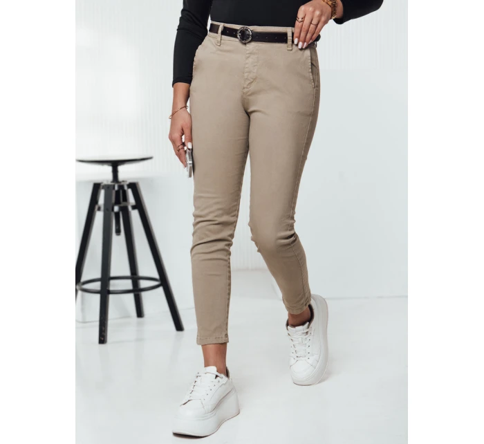 TRENDIOSS dámské kalhoty s páskem béžové FashionStreet UY2264