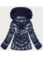 KRÓTKA KURTKA DAMSKA Z FUTERKIEM GRANATOWA model 21244617 - YES!PINK