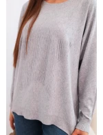 Dámský svetr s delším zadním dílem a  šedý model 21731262 - K-Fashion