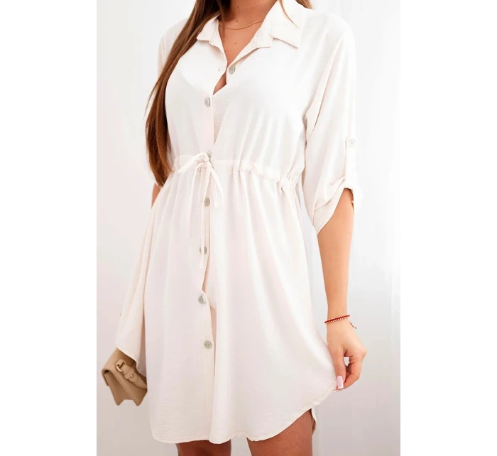 Šaty se zapínáním na knoflíky a zavazováním v pase fialka Šaty se zapínáním na knoflíky a zavazováním v pase fialka