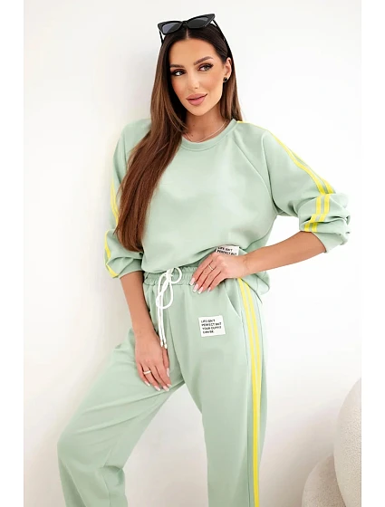 Dámská tepláková souprava model 22111789 s lampasy a volnou mikinou tmavě mátová - K-Fashion