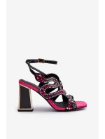 Ozdobené Dámské Sandály Na Podpatku D&A model 21660322 Černé - S.Barski