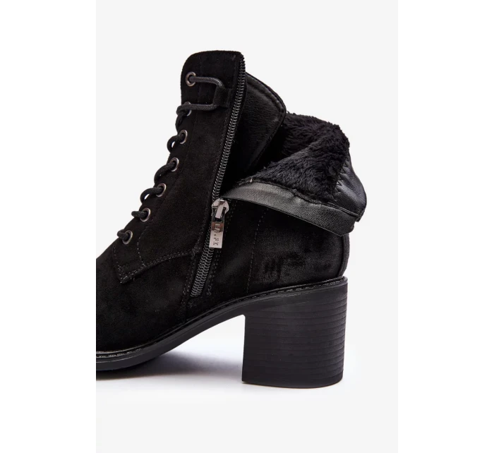 Dámské šněrovací kotníkové boty na nízkém podpatku černá Serellia Dámské šněrovací kotníkové boty na nízkém podpatku černá Serellia