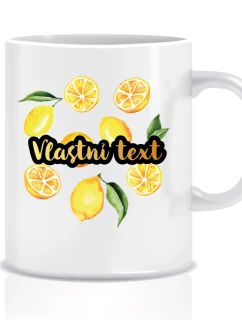 Personalizovaný klasický bílý hrníček s ovocem a textem 