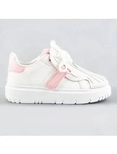 Bílo-růžové dámské sportovní boty se zakrytým šněrováním (RA2049)