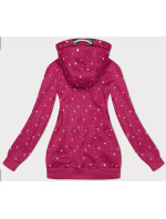 Růžová dámská mikina s kapucí a se vzorem hvězdiček (2305)