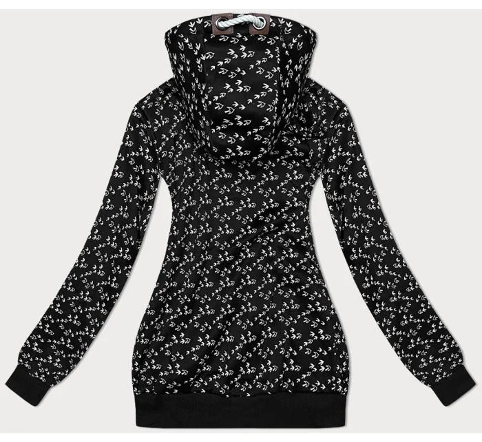 Černá sportovní mikina s kapucí a se vzorem model 21310448 - 6&8 Fashion