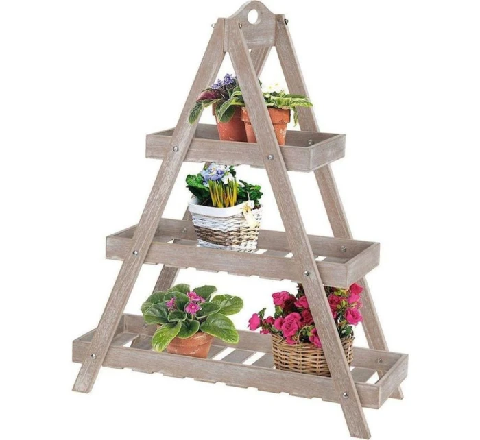 DŘEVĚNÝ SKLÁDACÍ KVĚTINOVÝ ZÁHON 3 POLICE DŘEVĚNÝ SKLÁDACÍ KVĚTINOVÝ ZÁHON 3 POLICE