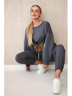 Komplet teplákové + kalhoty máslová látka grafit