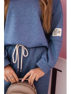 Komplet teplákové + kalhoty máslová látka denim melír