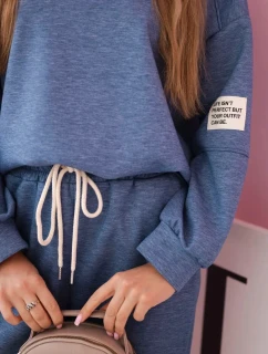 Komplet teplákové + kalhoty máslová látka denim melír