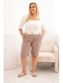 Dámské bavlněné šortky Plus Size s páskem fango