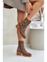 Zateplené dámské boty na podpatku hnědé Vailia Zateplené dámské boty na podpatku hnědé Vailia