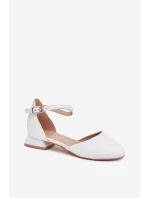 Dětské Lesklé Sandály Na Nízkém Podpatku Bílé Nelly