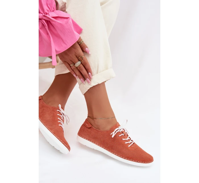 Dámské polobotky z přírodního semiše S.Barski LR61-7080 Oranžové