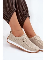 Dámské polobotky z přírodního semiše béžové model 22091763 - EVENTO