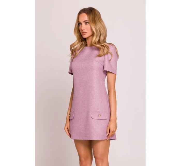 M855 Mini šaty áčkového střihu - marsala