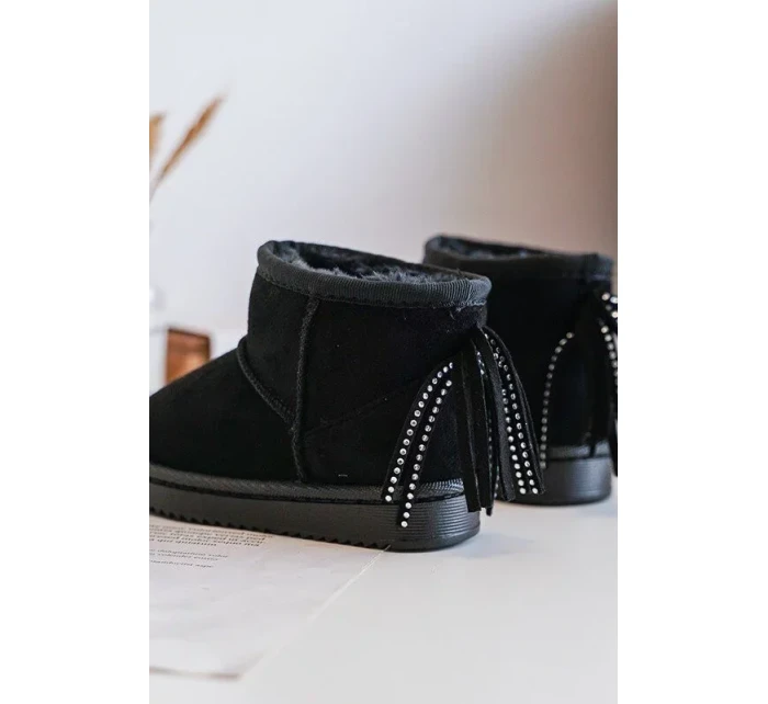 Dětské zateplené sněhule s třásněmi, černá Mikyla