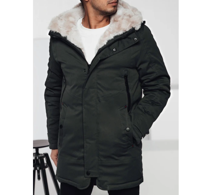 Pánská zimní bunda parka s kapucí zelená Dstreet TX4963