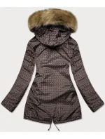 Vínovo-hnědá oboustranná dámská zimní bunda (mhm-w556) Vínovo-hnědá oboustranná dámská zimní bunda (mhm-w556)