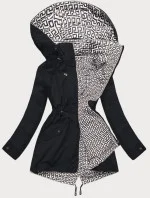 Tenká černá bunda parka s ozdobným lemováním model 18160247 - J.STYLE Tenká černá bunda parka s ozdobným lemováním model 18160247 - J.STYLE