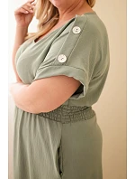 Dámské šaty Plus Size s nabíraným pasem khaki Dámské šaty Plus Size s nabíraným pasem khaki