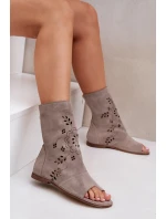 Zazoo 3437 Dámské Semišové Sandály S Hřebínkem Na Zip Beige