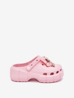 Dětské Dívčí Pantofle Pěnové S Mašlí A Ozdobami Růžové Selvana