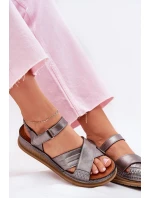 Dámské kožené sandály na platformě model 21701963 grafitové - Maciejka