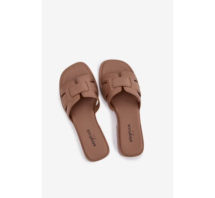 Dámské nazouváky na ploché podrážce tmavě béžové Lorania Dámské nazouváky na ploché podrážce tmavě béžové Lorania