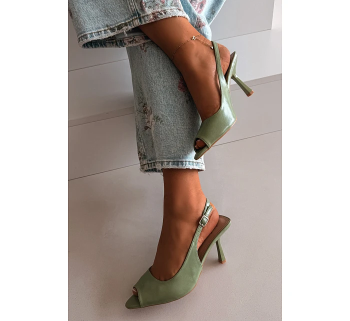 Dámské sandály na podpatku Zelené model 22091994 - Boto Dámské sandály na podpatku Zelené model 22091994 - Boto
