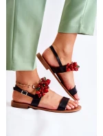 Módní sandály s korálky Černá Hally Módní sandály s korálky Černá Hally