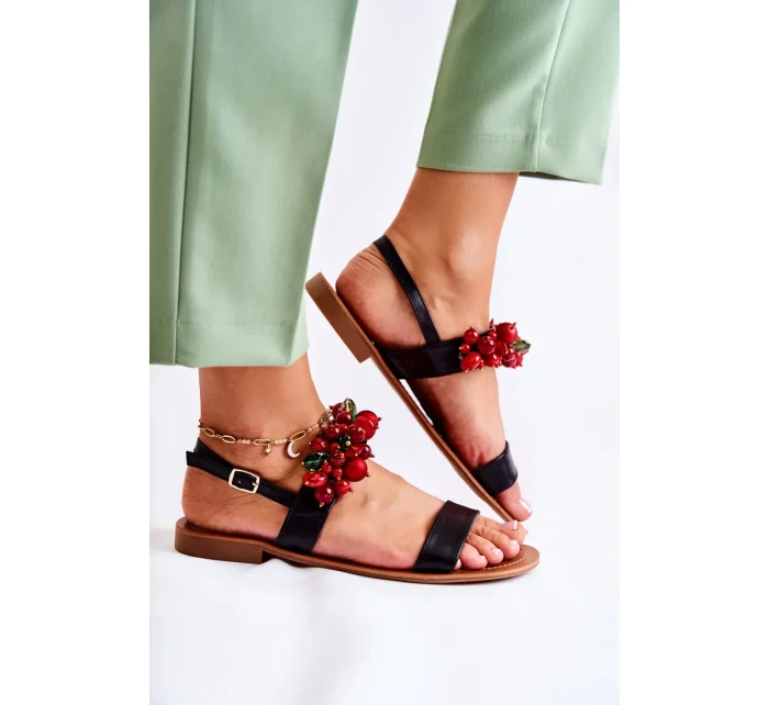 Módní sandály s korálky Černá Hally Módní sandály s korálky Černá Hally